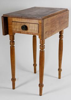Tiger Maple Sheraton One Drawer Drop Leaf Table