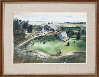 C. Robert Perrin Watercolor, "Life Saving Museum", Nantucket