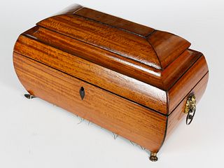 Sarcophagus Satinwood Double Compartment Tea Caddy, 19th Century