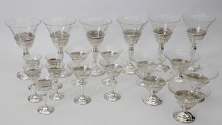 Whiting and Company Sterling Silver and Etched Crystal Stemware, 19th Century