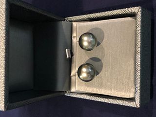 Pair of 12.5mm Tahitian Grey Pearl Earrings