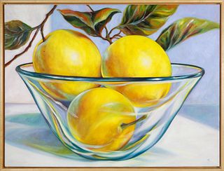 Katie Trinkle Legge Oil on Canvas "Lemons in a Glass Bowl"