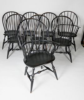 Set of 8 Warren Chair Co. Bowback Windsor Dining Chairs