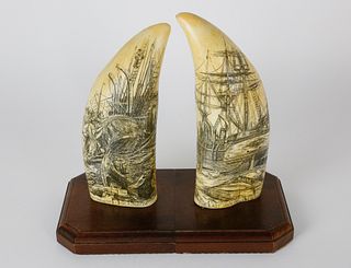 Pair of Museum Reproduction Whale Teeth Bookends