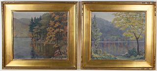 Pair of Charles Edwin Kinkead Oils on Board, "Lake Scenes"