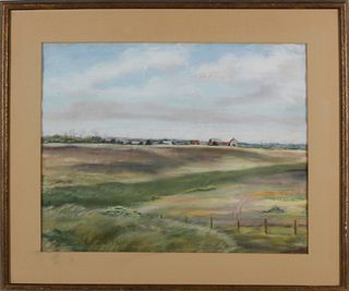 Sarah Perry Crane Pastel on Paper, "Gardner's Farm, Nantucket"