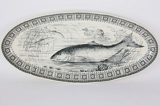 English Transferware Fish Platter, 19th Century