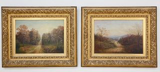 Pair of Heyl Raser Oil on Canvas Wooded Landscapes "Indian Summer"