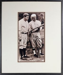 The Vintage Collection Babe Ruth & Ty Cobb Black and White Photograph, "Legends", circa 1928