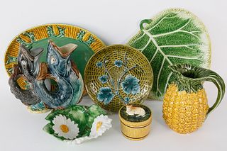 8 Miscellaneous Pieces of Majolica Ceramics