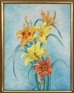Elizabeth Saltonstall Oil on Canvas, "Sheaf of Lilies", Nantucket