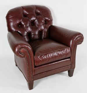 Brunschwig and Fils Tufted Leather Club Chair
