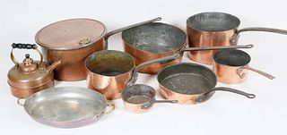 9 Assorted Pieces of Copper Cookware