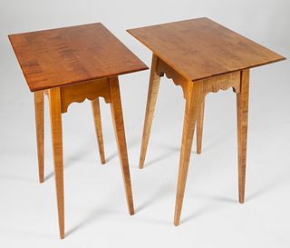 Pair of Contemporary Tiger Maple Splay Leg Stands