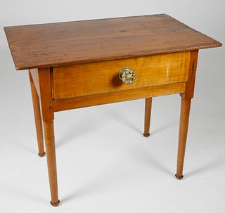 American Pine and Cherry One Drawer Tavern Table, 18th Century
