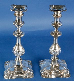 Pair of Sheffield Silver Plated Candlesticks, 18th Century