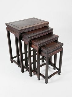 Nesting Set of Four Chinese Elm Side Tables