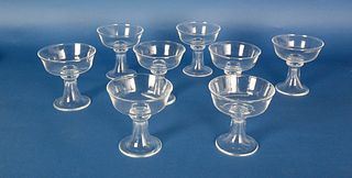 Set of 8 Signed Steuben Clear Crystal Champagne Glasses