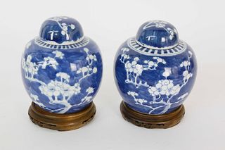 Pair of Petite Canton Covered Ginger Jars, 19th Century