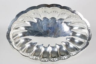 Mexican Sterling Silver Fluted Oval Bowl