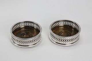 Two Sheffield Silver Plated Wine Coasters, 19th Century