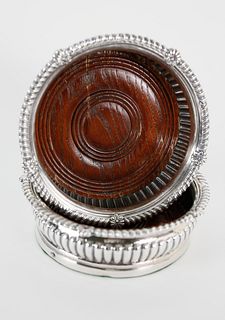 Pair of Sterling Silver Wine Coasters, 19th Century