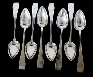 Set of Eight John Parkman Coin Silver Tablespoons Spoons