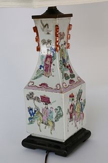 Chinese Porcelain Figural Vase Mounted As a Lamp
