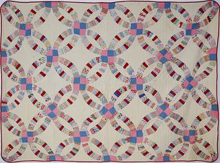1930's Multi-Color Double Wedding Ring Quilt