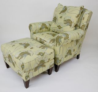 C.R. Laine Woven Floral Upholstered Club Chair and Ottoman