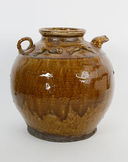 Brown Glazed Wine Jug, 19th Century