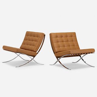 After Ludwig Mies van der Rohe, lounge chairs, pair