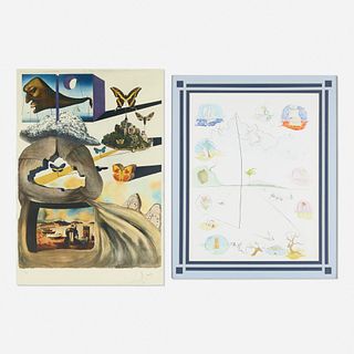 Salvador Dali, Normandie from the S.N.C.F. Butterfly Suite and Frontispiece from The Twelve Tribes of Israel (two works)