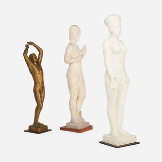 Pierre Alfred Noel Cazaubon, figural sculptures, set of three