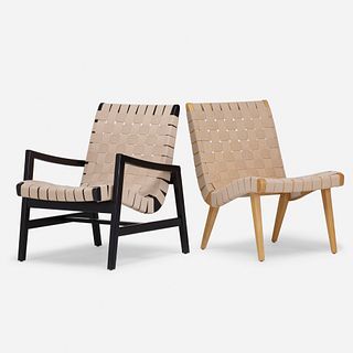 Jens Risom, lounge chairs, model 652W and 654L