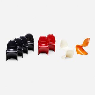 After Verner Panton, miniature Panton chairs, collection of eight