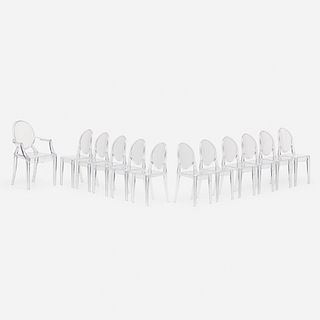 After Philippe Starck, Louis Ghost-style miniature chairs, collection of twelve