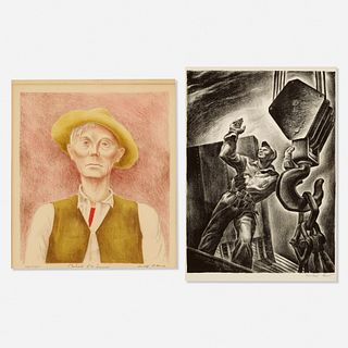 Herschel Levit and Arnold Blanch, Take it Away; Portrait of a Farmer (two works)