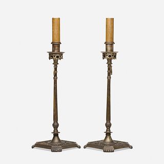 Oscar Bach, candlestick table lamps, pair