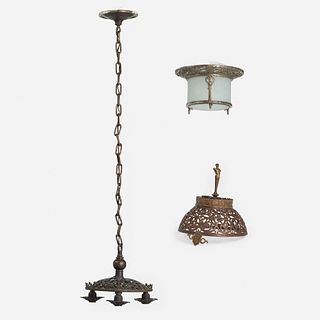 Oscar Bach, attribution, light fixtures, collection of three
