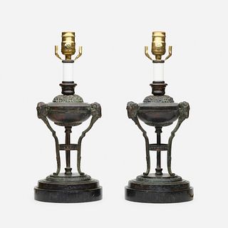 Empire Style, table lamps, pair