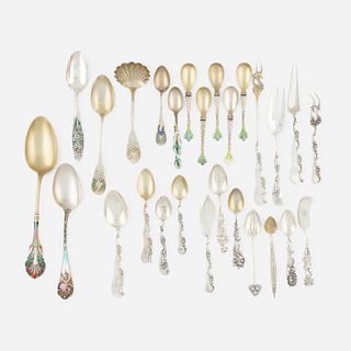 George W. Shiebler & Co., enameled spoons, collection of twelve
