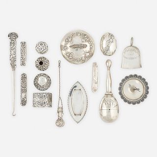 George W. Shiebler & Co., silver objects, collection of sixteen