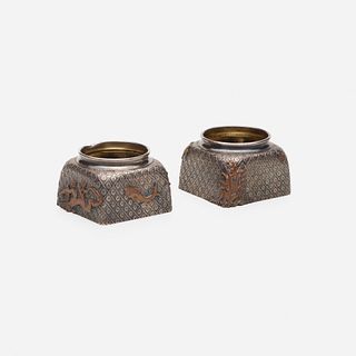 Gorham Manufacturing Company, Aesthetic Movement mixed metal open salts, pair