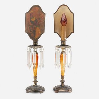 Pairpoint, candlestick lamps, pair
