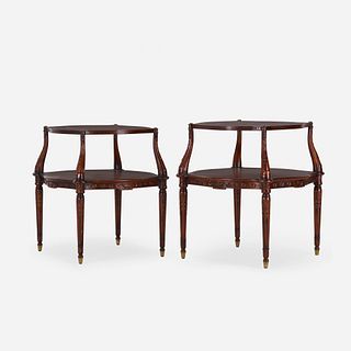 Theodore Alexander, tiered occasional tables, pair