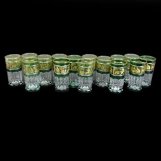 Fifteen (15) Moser Green to Clear Glasses