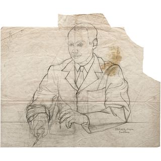 JUAN O'GORMAN, Study for the portrait of Dr. Hinojosa, Signed, Graphite pencil on tracing paper, 19.6 x 24" (50 x 61 cm)