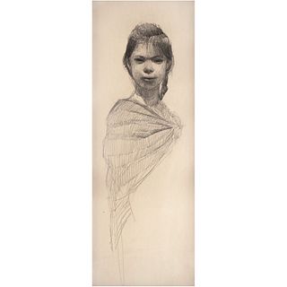 EDGARDO COGHLAN, Untitled, Signed, Graphite pencil on paper, 20.9 x 7.8" (53.2 x 20 cm)