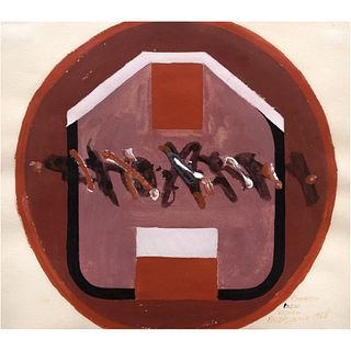 VICENTE ROJO, Proyecto disco visual no. 17, Signed and dated July 1968, Gouache on paper, 9.5 x 11" (24.3 x 28 cm)